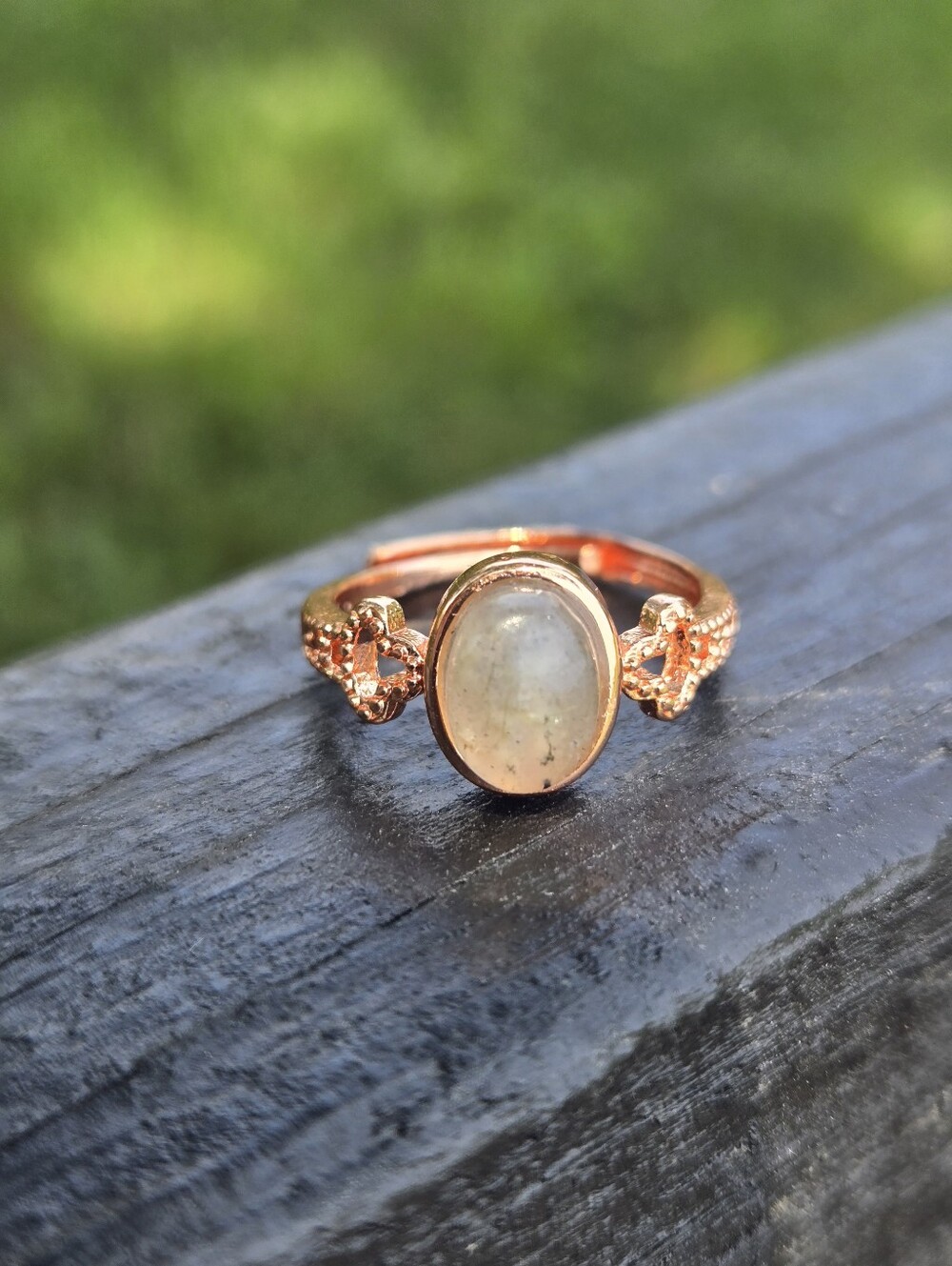 Rose Gold Moonstone Sunburst Ring